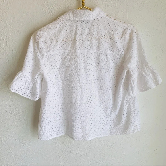 Madewell Eyelet Bell-Sleeve Shirt White Sz XS - Picture 3 of 5